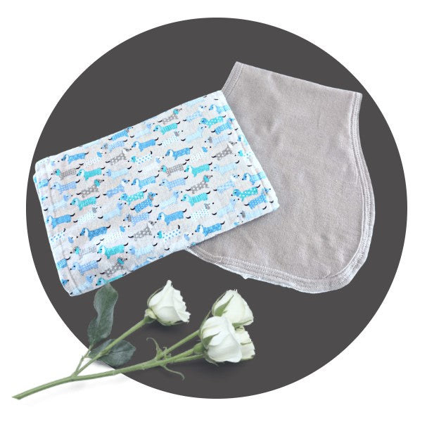Bunny & burp cloth baby gift sets in blue or pink