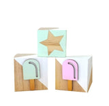 Sets of 3 decorated wooden cubes GLOSS RANGE