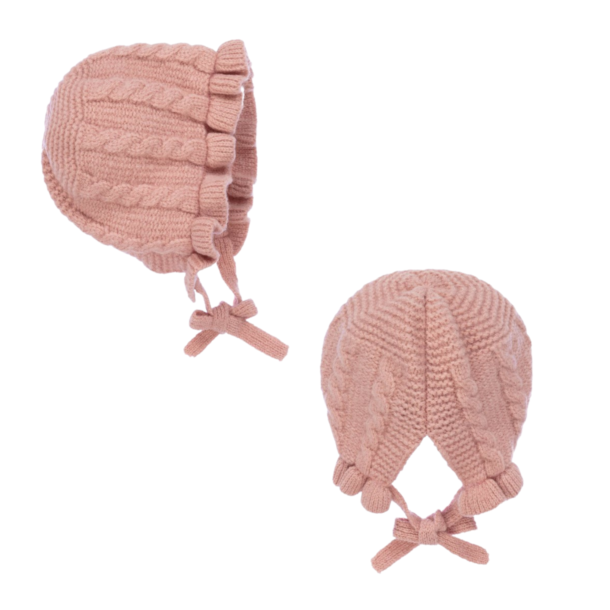 Woolen ruffle bonnet - winter hat for baby or toddler