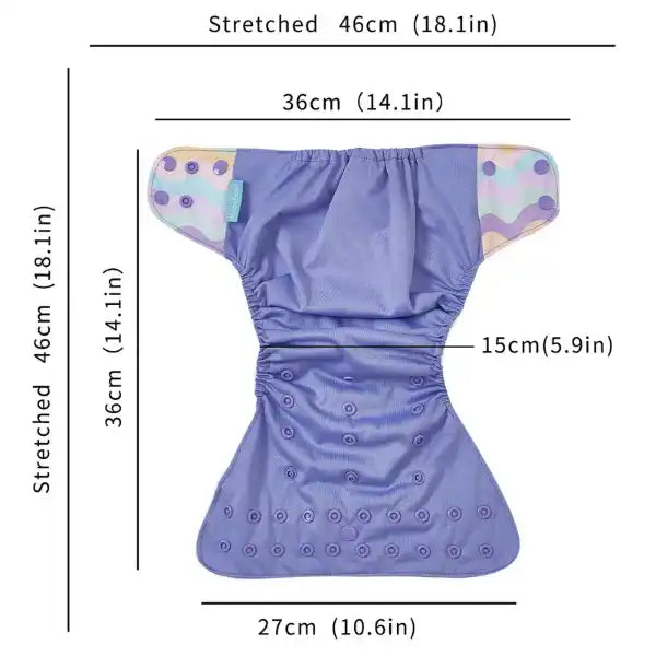 Cloth nappy & insert bundle (4 nappies & 4 bamboo charcoal inserts) in PURPLE PASTELS