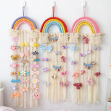 Macrame Rainbow Hair Clip Display – Nursery or Girls Bedroom Wall Hanging