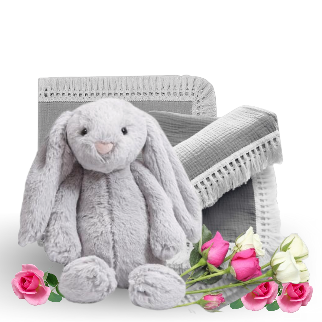 Snuggle bunny newborn gift box in GREY