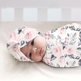 Baby girl 4 piece swaddle set in Petals