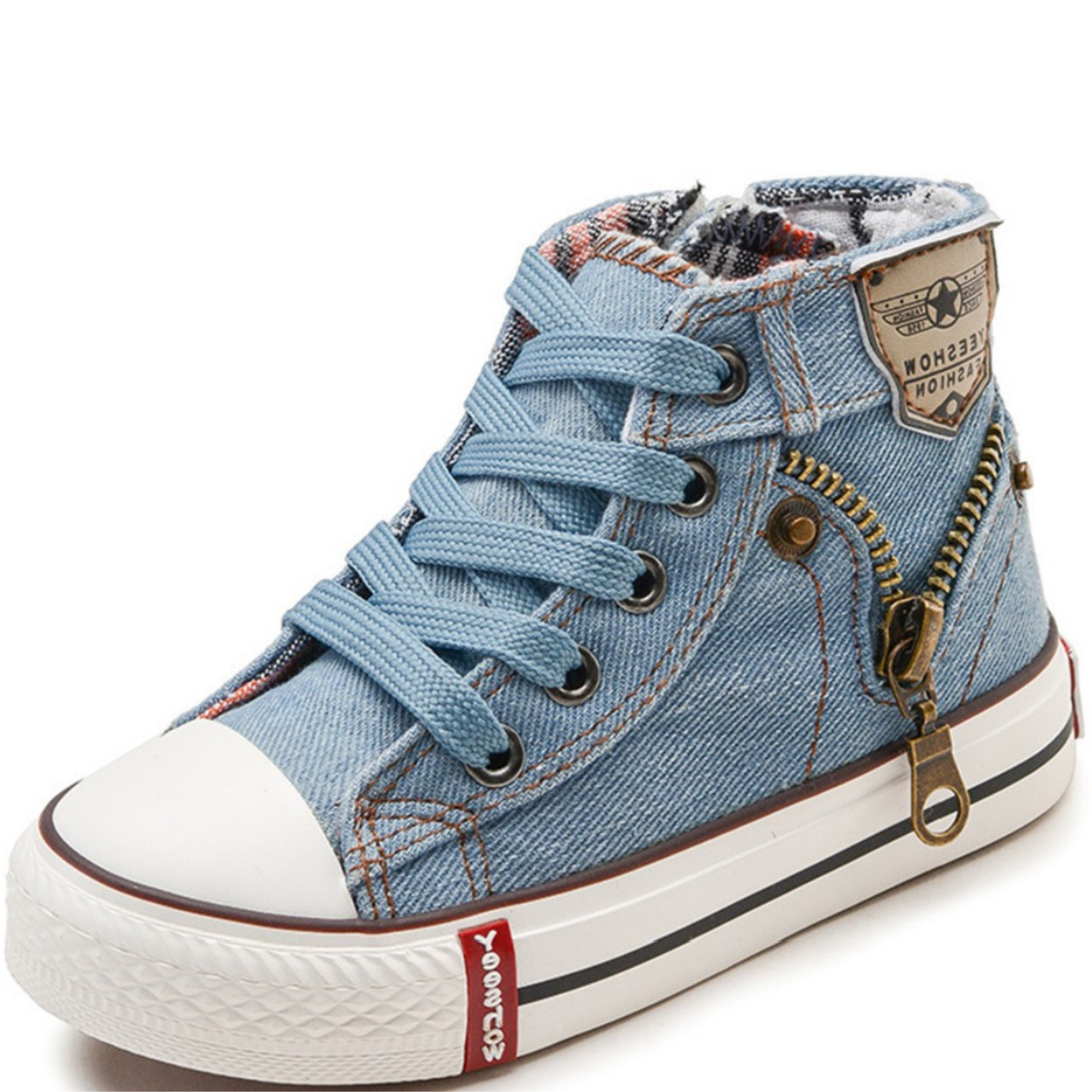 Toddler denim style high tops NAVY OR PALE BLUE