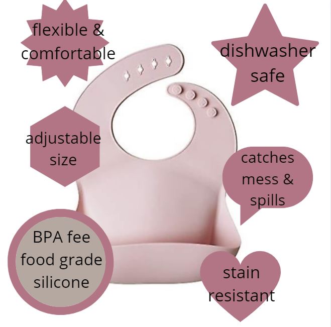 5 piece silicone essential baby gift set in ROSE PINK