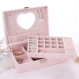 Large leather jewellery box with dividers - PINK or WHITE
