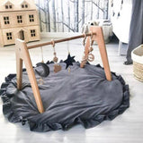 Ruffle edge padded baby play mat / tummy time mat CHARCOAL GREY