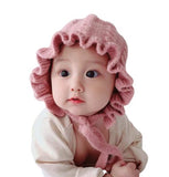 Woolen ruffle bonnet - winter hat for baby or toddler