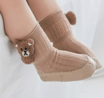 Anti-slip grip bottom pre-walker socks with bears