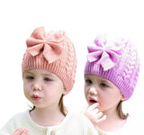 Bow knot cable knit beanie for baby or toddler