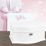 Large wind-up musical ballerina jewellery box & key (Swan Lake) - WHITE