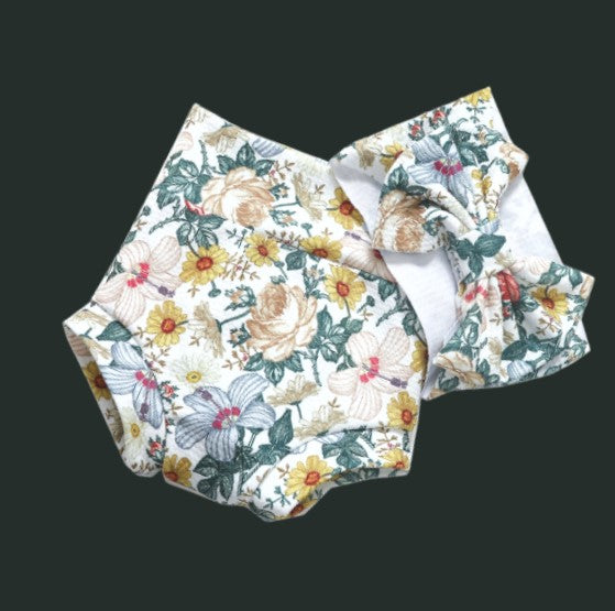 High waisted baby bloomers / nappy cover + headband
