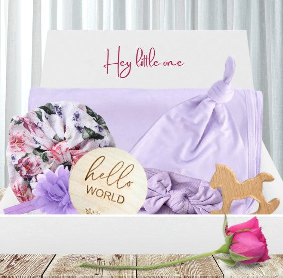 Jersey gift box - 7 piece baby gift set in PURPLE