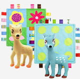 Little Fawn baby gift set - taggie & teether combo in BLUE or YELLOW