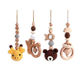 Wooden hanging baby toy sets TEDDY BEARS PICNIC (4 piece)
