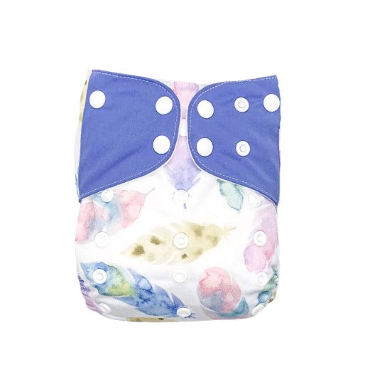 Cloth nappy & insert bundle (4 nappies & 4 bamboo charcoal inserts) in PURPLE PASTELS