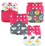 Cloth nappy & insert bundle (4 nappies & 4 bamboo charcoal inserts) in STORMY RED