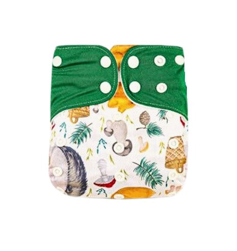Cloth nappy & insert bundle (4 nappies & 4 bamboo charcoal inserts) in FOREST GREEN