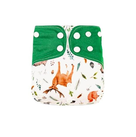 Cloth nappy & insert bundle (4 nappies & 4 bamboo charcoal inserts) in FOREST GREEN