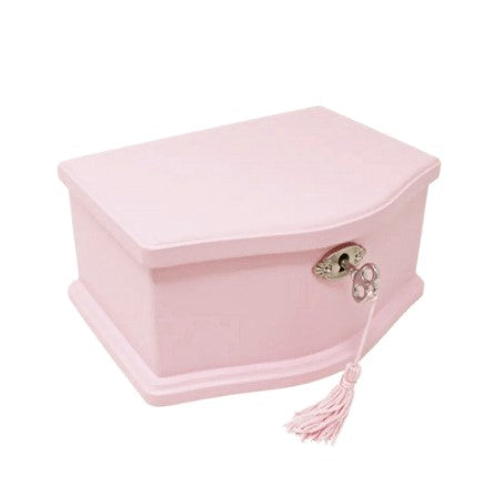 Medium wind-up musical ballerina jewellery box & key (Swan Lake) - PINK
