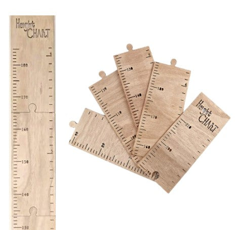 Wooden childrens height chart ruler keepsake in OAK