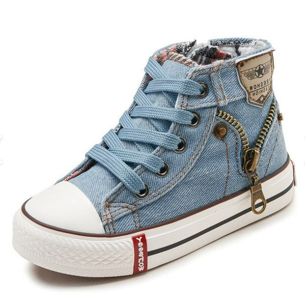 Toddler denim style high tops NAVY OR PALE BLUE