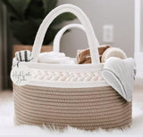 Boho nappy caddy - portable basket style nappy organiser bag with dividers LARGE