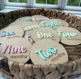 Wooden baby milestone cards PASTEL