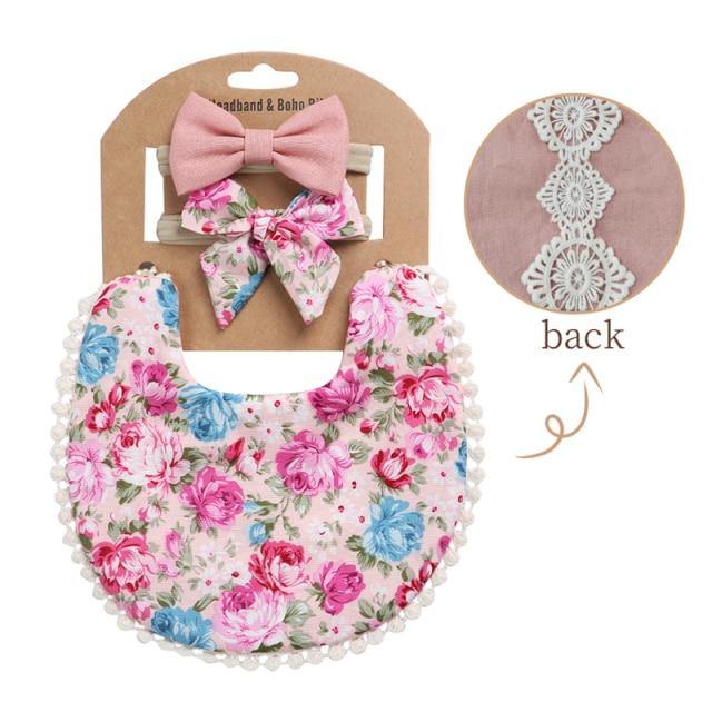 Bunny and double sided vintage bib gift set - Pretty in Pink